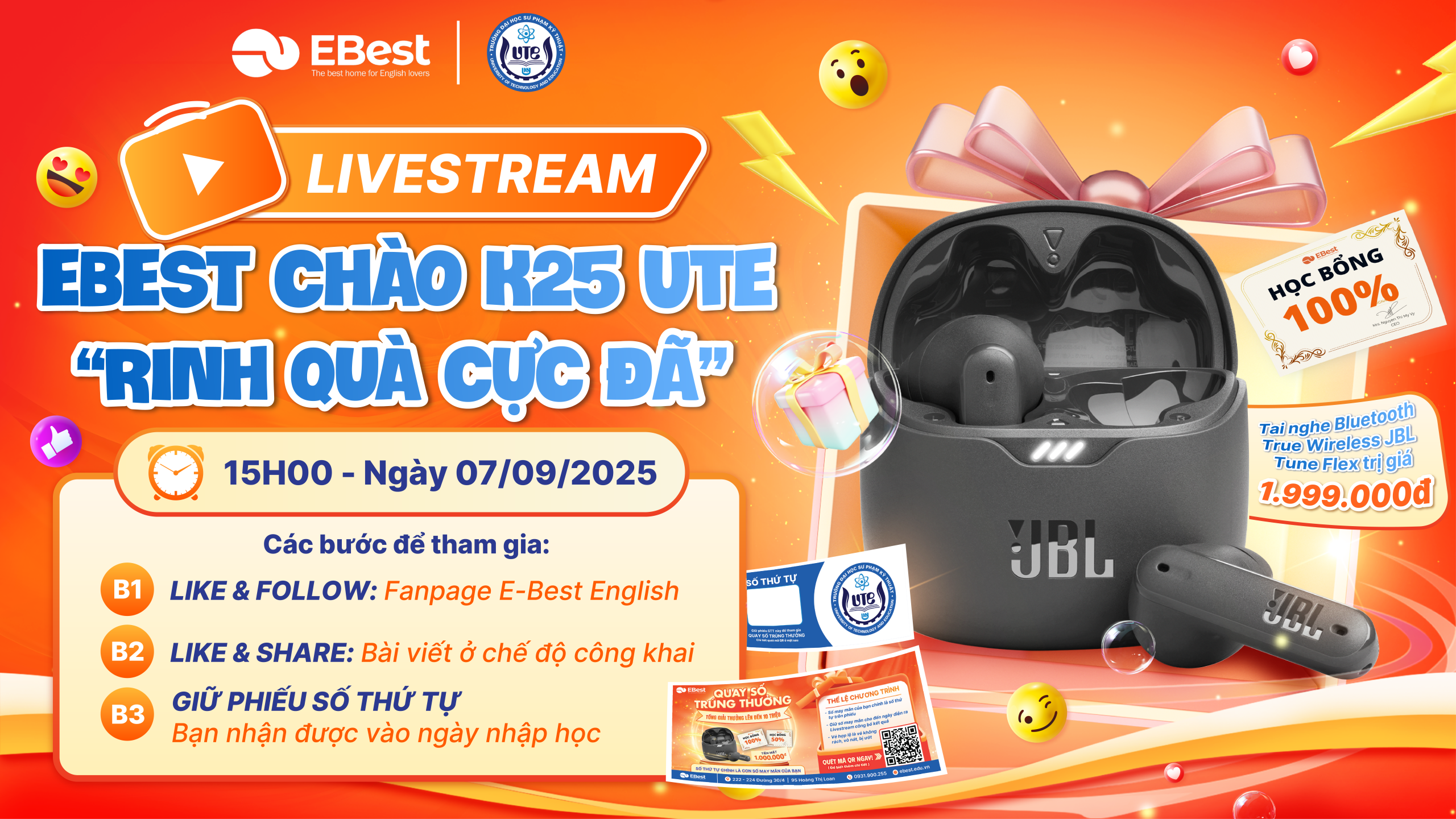 Thông báo LIVESTREAM quay số trúng thưởng TSV trường đại học SPKT