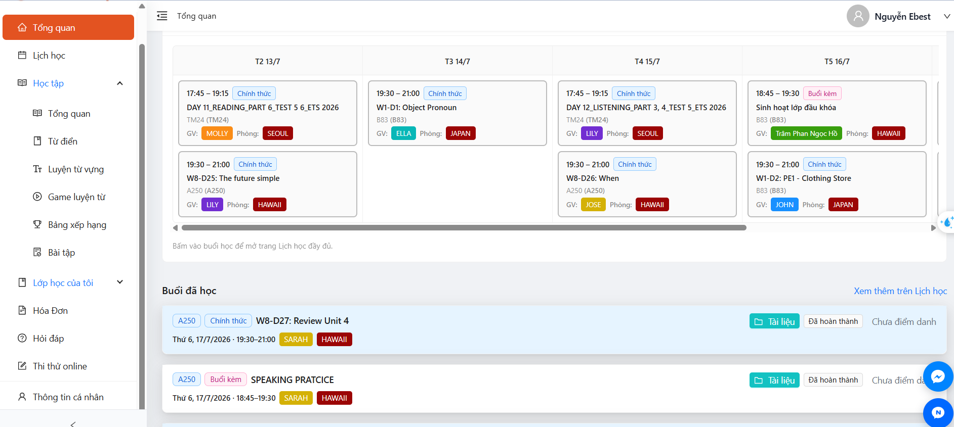 Tổng quan hệ thống học tập trực tuyển EBEST (Student Portal EBEST)
